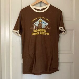 Smokey Bear Brown Graphic Tee size L Large